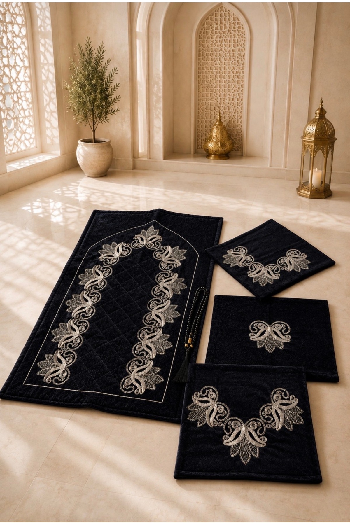 Lüks Kadife Seccade Takımı 5 Parça Bohçalık Hediyelik Set